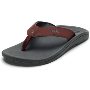 OLUKAI Ohana Men’s Beach Sandals, Water Resistant Flip Flops, Arch Support & Comfort Fit, Lightweight & Durable, Enhanced Grip & Traction, Canoe/Rock, 11