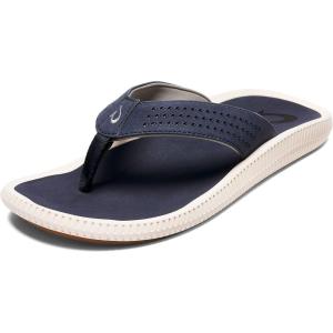 OLUKAI Ulele Men’s Beach Sandals, Water Resistant Flip Flops, Arch Support & Comfort Fit, Lightweight & Durable, Enhanced Grip & Traction(Blue Depth/Blue Depth)