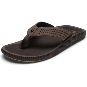 OLUKAI Ulele Men’s Beach Sandals, Water Resistant Flip Flops, Arch Support & Comfort Fit, Lightweight & Durable, Enhanced Grip & Traction(Dark Java/Dark J)