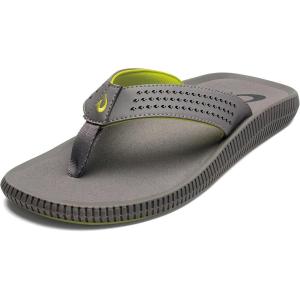 OLUKAI Ulele Men’s Beach Sandals, Water Resistant Flip Flops, Arch Support & Comfort Fit, Lightweight & Durable, Enhanced Grip & Traction(Graphite/Graphite)