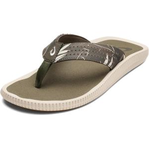 OLUKAI Ulele Men’s Beach Sandals, Water Resistant Flip Flops, Arch Support & Comfort Fit, Lightweight & Durable, Enhanced Grip & Traction(Hunter/Aloha)