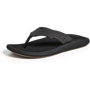 OLUKAI Ulele Men’s Beach Sandals, Water Resistant Flip Flops, Arch Support & Comfort Fit, Lightweight & Durable, Enhanced Grip & Traction(Lava Rock/Lava Rock)