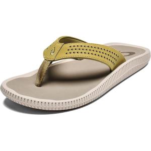 OLUKAI Ulele Men’s Beach Sandals, Water Resistant Flip Flops, Arch Support & Comfort Fit, Lightweight & Durable, Enhanced Grip & Traction(Limu/Mineral Grey)