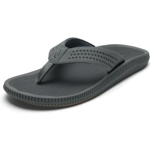 OLUKAI Ulele Men’s Beach Sandals, Water Resistant Flip Flops, Arch Support & Comfort Fit, Lightweight & Durable, Enhanced Grip & Traction(Rock/Rock)