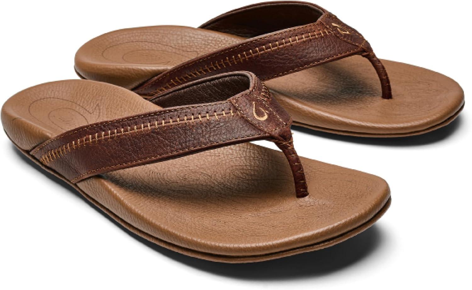 image:imageOLUKAI Hiapo Mens Leather Beach Sandal Crafted Materials Lightweight amp Durable AllDay Comfort amp SupportDark JavaToffee