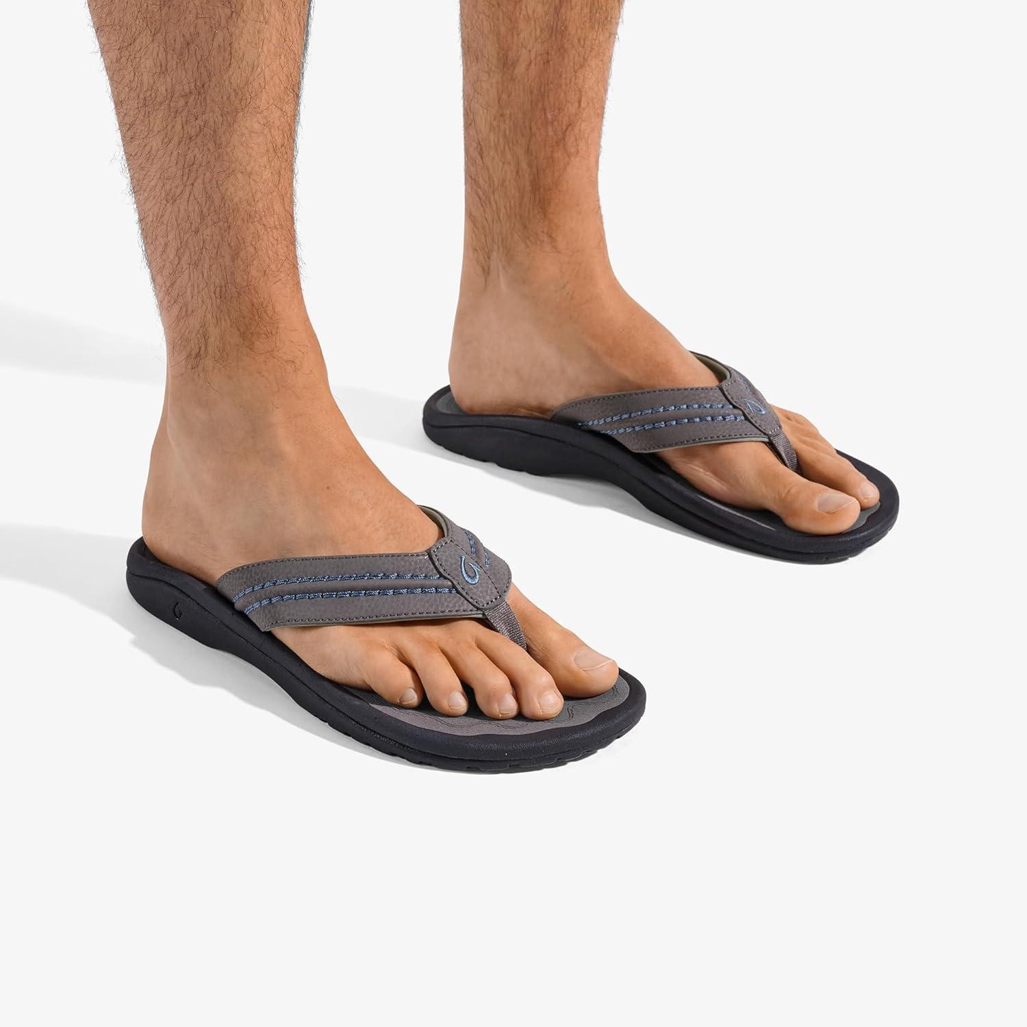 image:imageOLUKAI Hokua Mens Beach Sandals QuickDry FlipFlop Slides Water Resistant amp Wet Grip Rubber Soles Compression Molded Footbed amp Soft Comfort FitPavementPavement