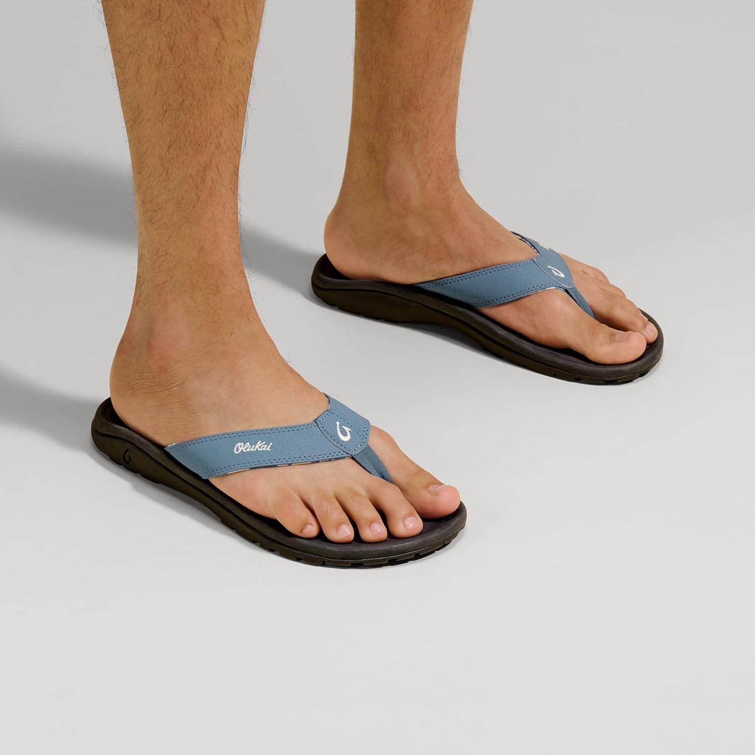 image:imageOLUKAI Hoopio Hau Womens Beach Sandals QuickDry FlipFlop Slides Water Resistant Suede Lining amp Wet Grip Soles Soft Comfort Fit amp Arch SupportBlissful BlueDark Shadow