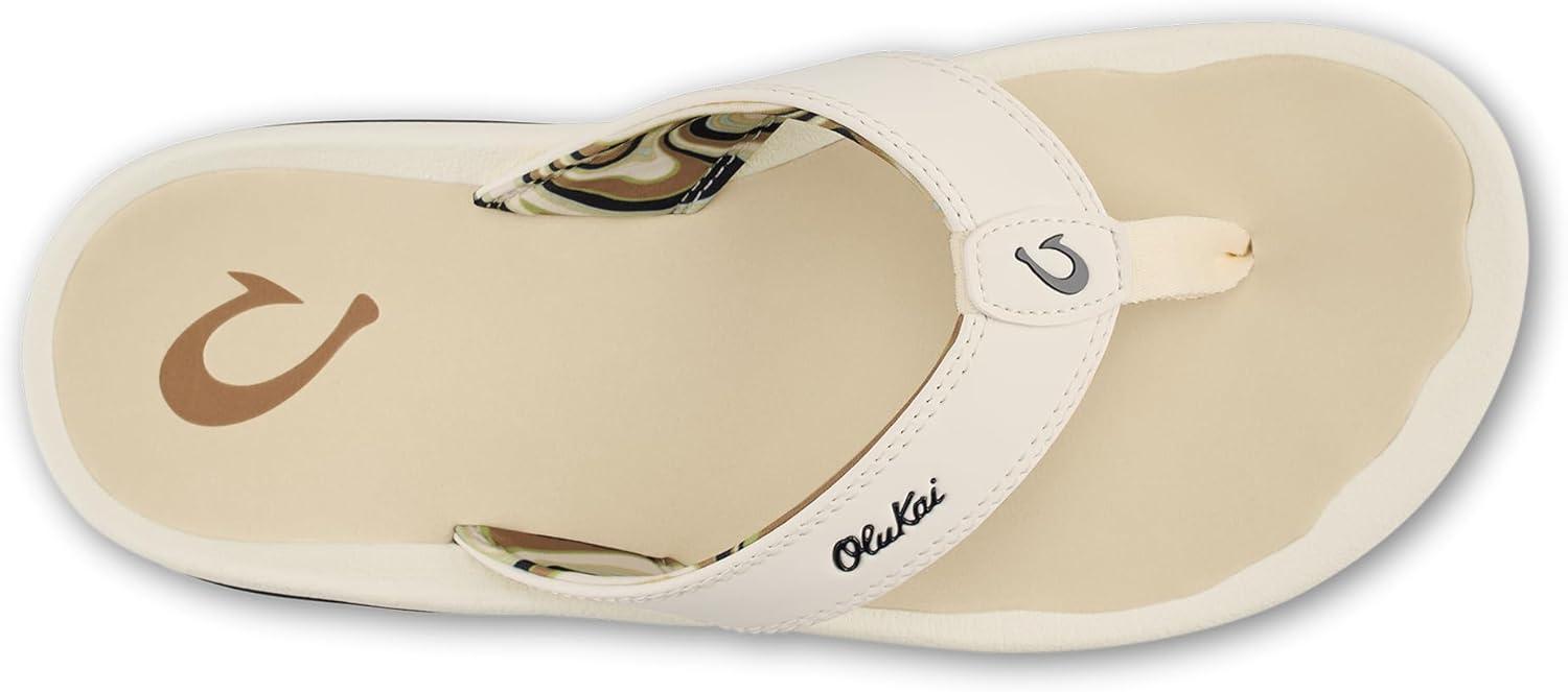 image:imageOLUKAI Hoopio Hau Womens Beach Sandals QuickDry FlipFlop Slides Water Resistant Suede Lining amp Wet Grip Soles Soft Comfort Fit amp Arch SupportWhite SandDeepest Depths