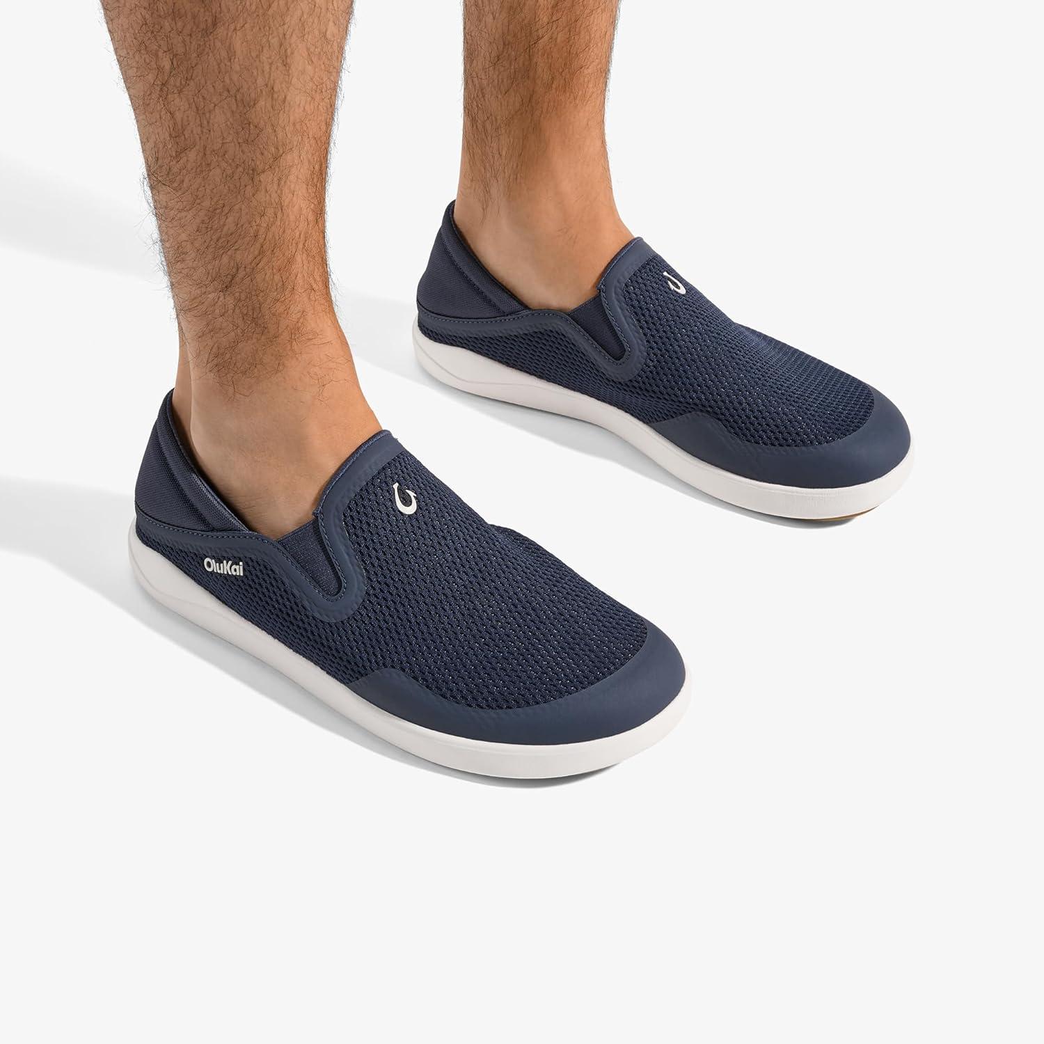 image:imageOLUKAI Moku SlipOn Mens Boat Shoes Enhanced Grip amp Traction Lightweight amp Breathable Mesh Comfort Fit amp AllDay WearTrench BlueTrench Blue