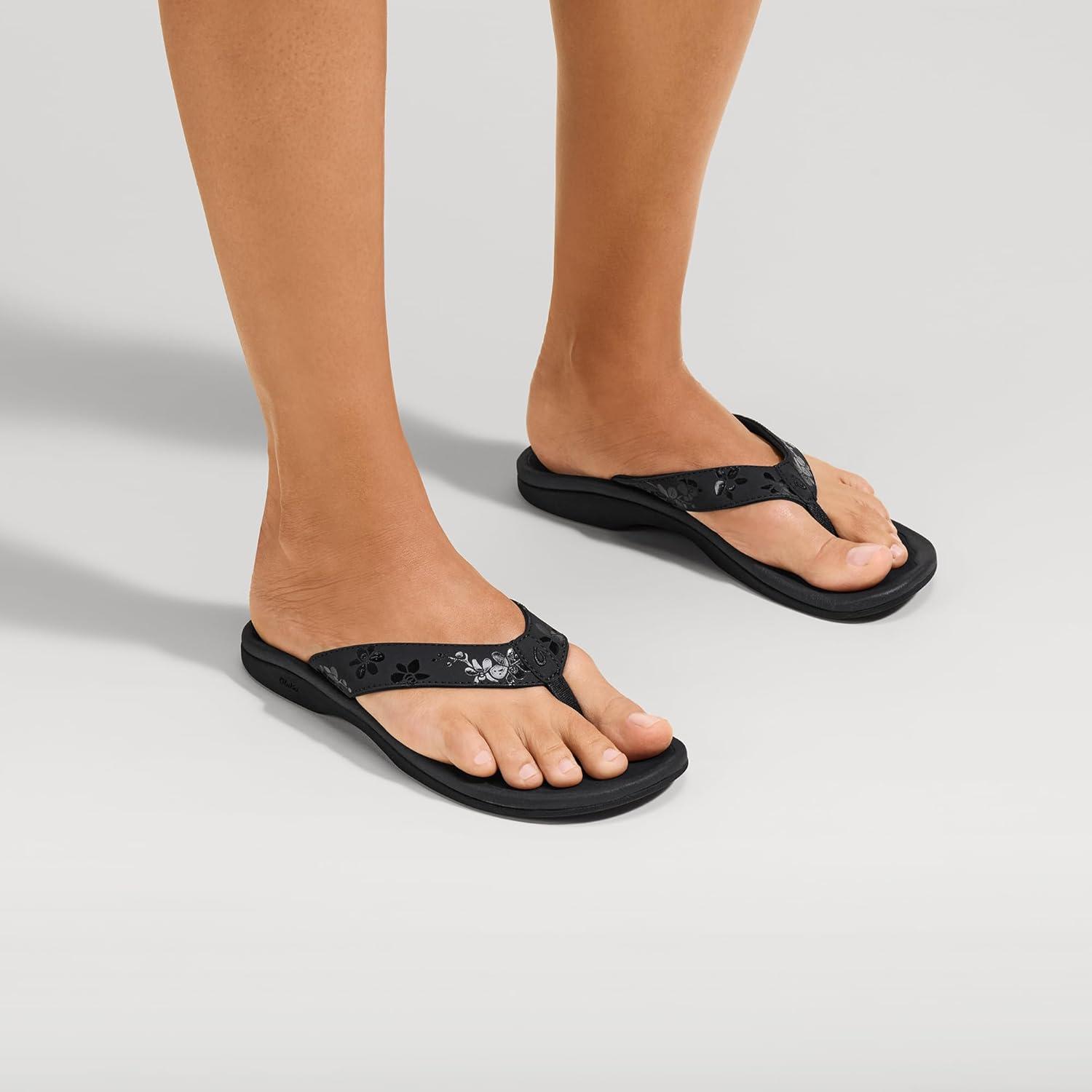 image:imageOLUKAI Ohana Womens Beach Sandals Water Resistant Flip Flops Arch Support amp Comfort Fit Lightweight amp Durable Enhanced Grip amp TractionBlackOrchid
