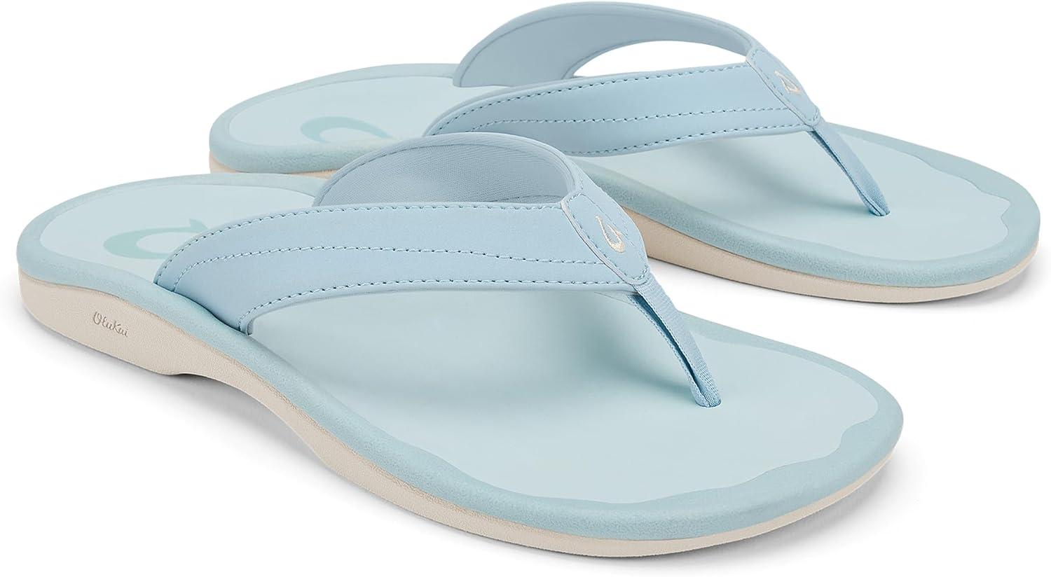 image:imageOLUKAI Ohana Womens Beach Sandals Water Resistant Flip Flops Arch Support amp Comfort Fit Lightweight amp Durable Enhanced Grip amp TractionBright SkyBright Sky