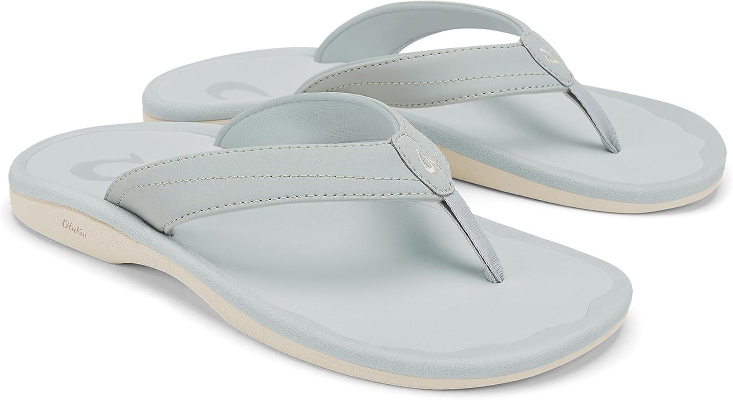 image:imageOLUKAI Ohana Womens Beach Sandals Water Resistant Flip Flops Arch Support amp Comfort Fit Lightweight amp Durable Enhanced Grip amp TractionCloud GreyCloud Grey