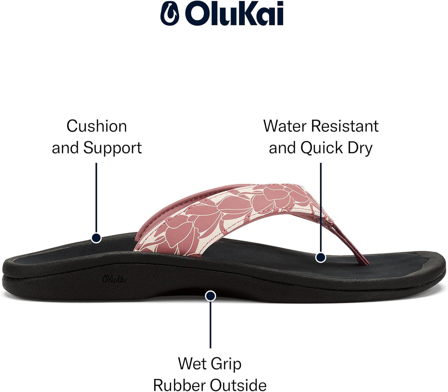image:imageOLUKAI Ohana Womens Beach Sandals Water Resistant Flip Flops Arch Support amp Comfort Fit Lightweight amp Durable Enhanced Grip amp TractionCoral RosePai