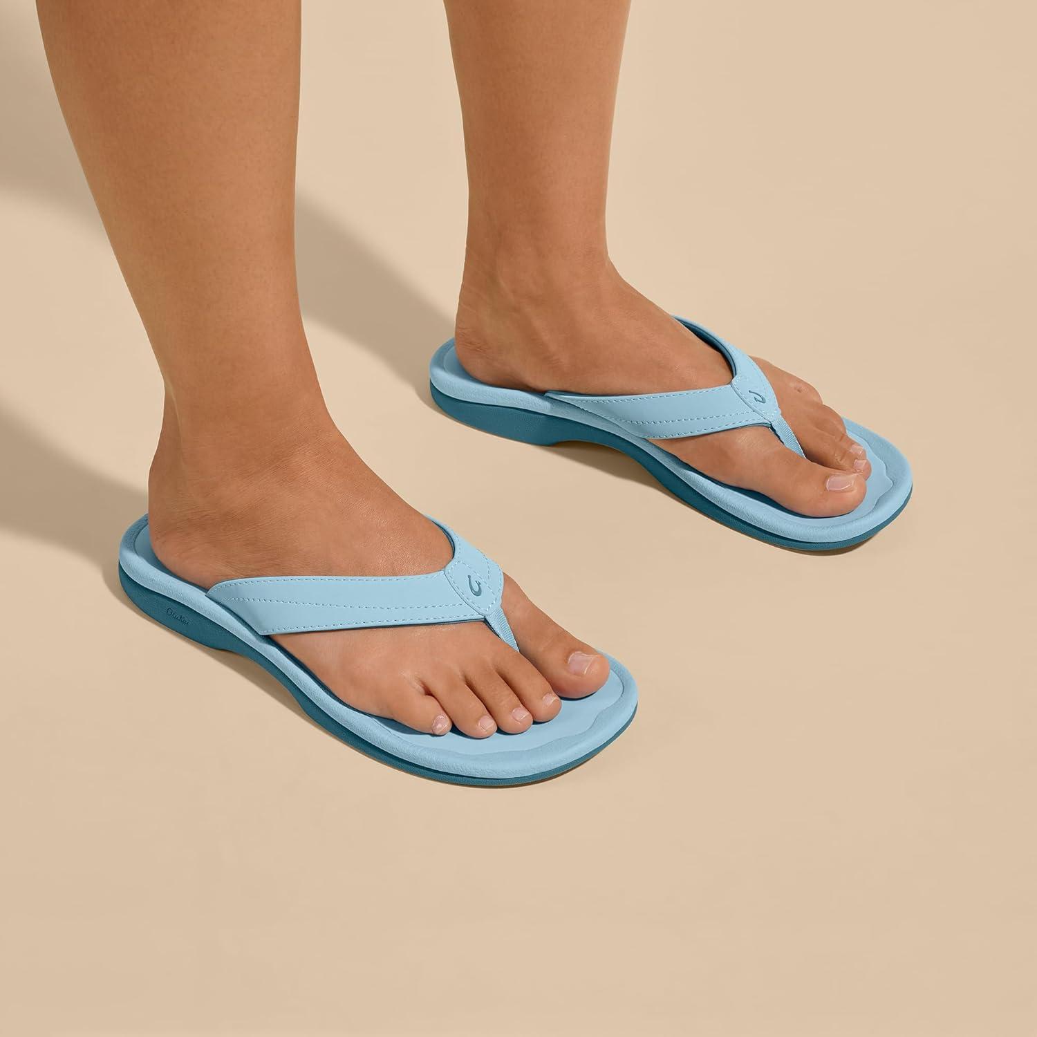 image:imageOLUKAI Ohana Womens Beach Sandals Water Resistant Flip Flops Arch Support amp Comfort Fit Lightweight amp Durable Enhanced Grip amp TractionMisty BlueMisty Blue