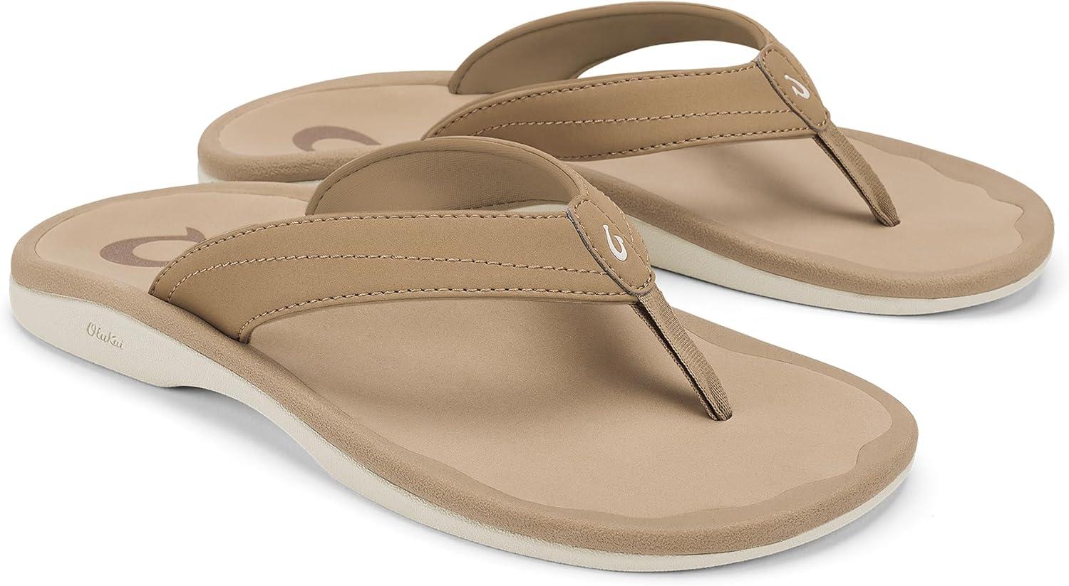 image:imageOLUKAI Ohana Womens Beach Sandals Water Resistant Flip Flops Arch Support amp Comfort Fit Lightweight amp Durable Enhanced Grip amp TractionWarm SandWarm Sand