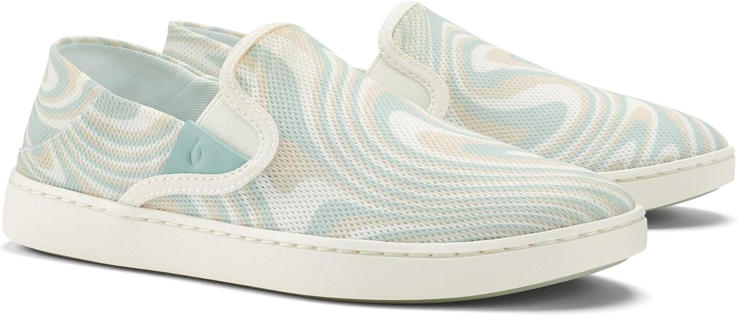 image:imageOLUKAI Pehuea Womens Slip On Sneakers Casual Everyday Shoes with Easy On amp Off Design Breathable Mesh amp Dropin Heel AllDay Comfort amp SupportBright WhiteSwirl