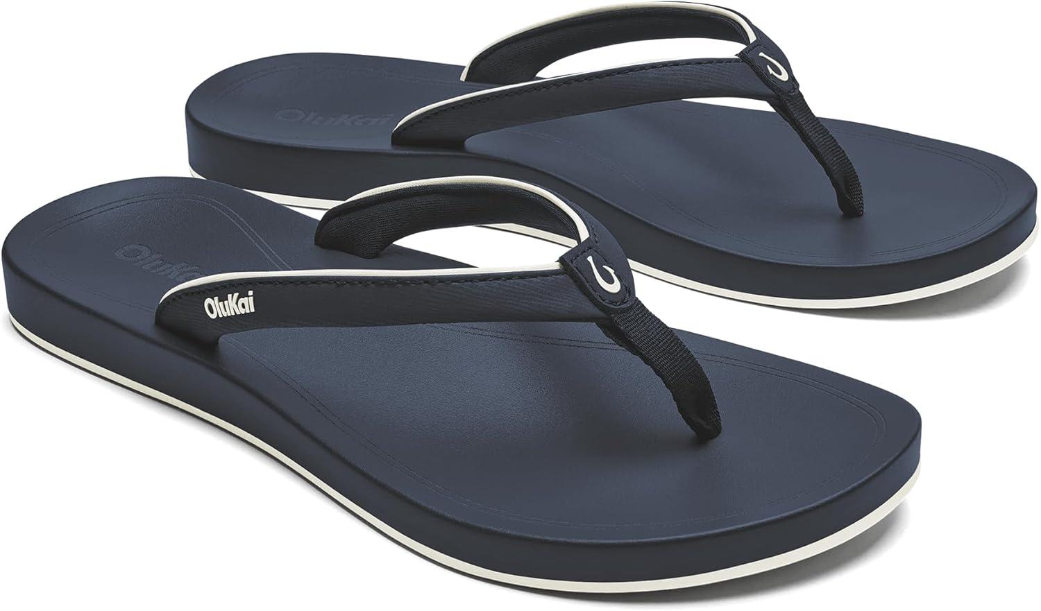 image:imageOLUKAI Uiki Womens Beach Sandal QuickDry FlipFlop Slides Water Resistant Wet Grip Soles amp Compression Molded FootbedMood IndigoPai