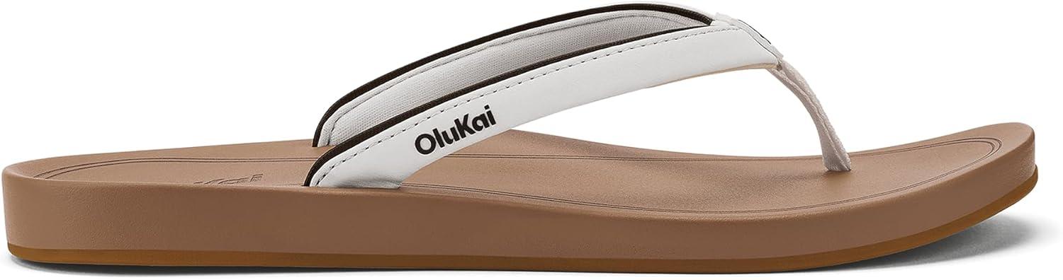 image:imageOLUKAI Uiki Womens Beach Sandal QuickDry FlipFlop Slides Water Resistant Wet Grip Soles amp Compression Molded FootbedWhite SandAlmond