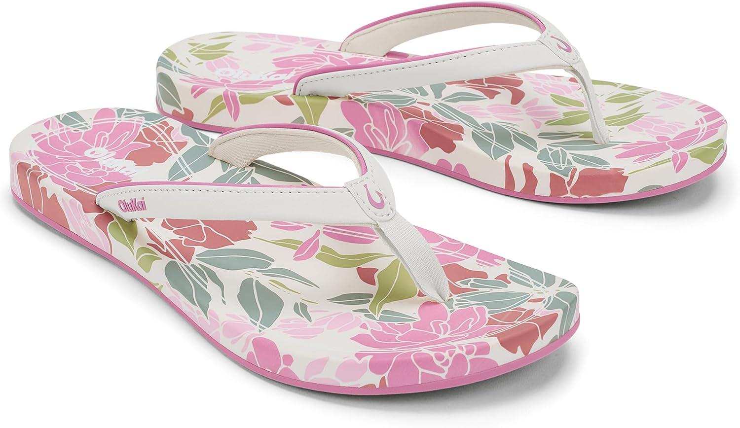 image:imageOLUKAI Uiki Womens Beach Sandal QuickDry FlipFlop Slides Water Resistant Wet Grip Soles amp Compression Molded FootbedWhite SandPai
