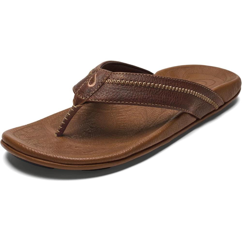 image:imageOLUKAI Hiapo Mens Leather Beach Sandal Crafted Materials Lightweight amp Durable AllDay Comfort amp SupportDark JavaToffee
