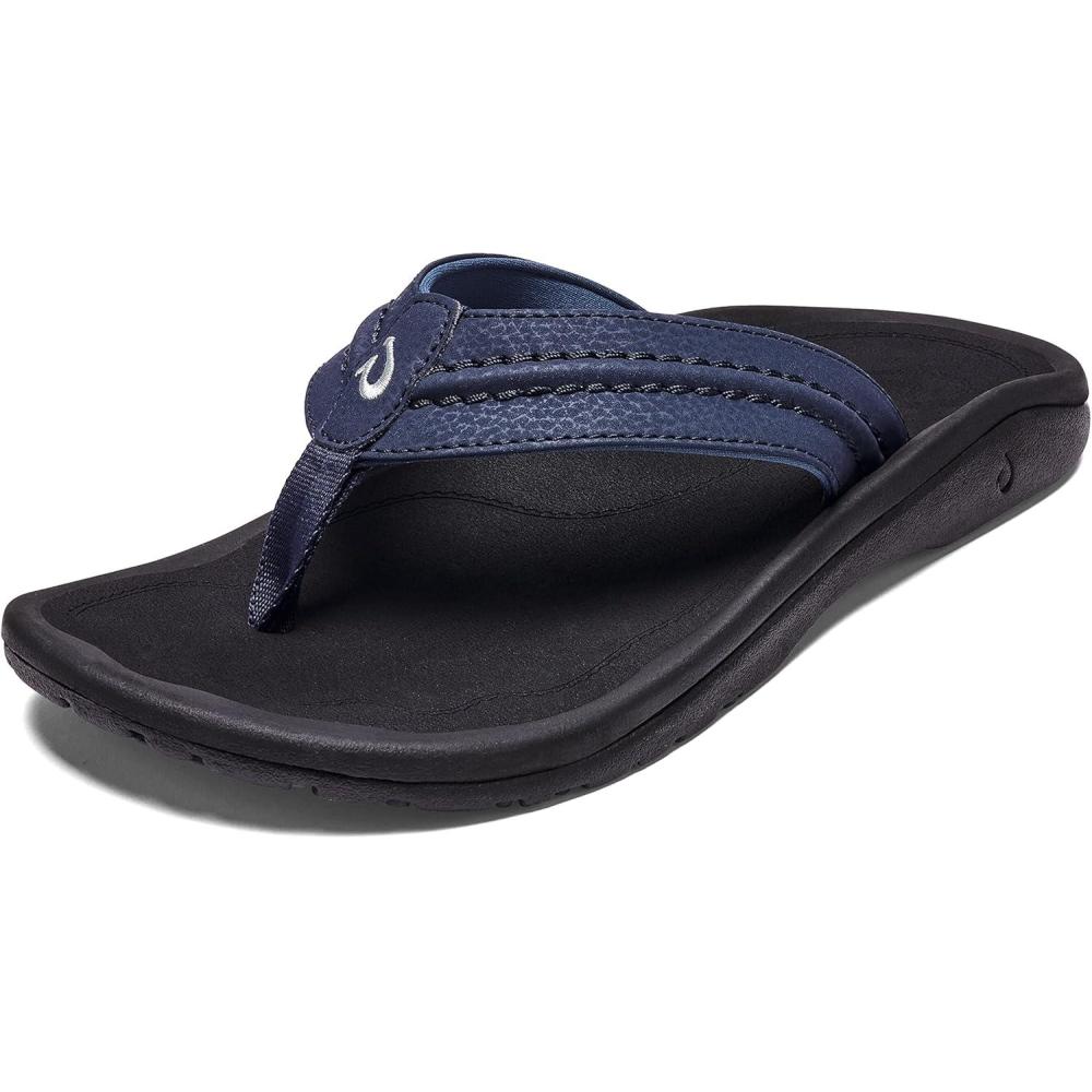 image:imageOLUKAI Hokua Mens Beach Sandals QuickDry FlipFlop Slides Water Resistant amp Wet Grip Rubber Soles Compression Molded Footbed amp Soft Comfort FitBlue DepthBlack