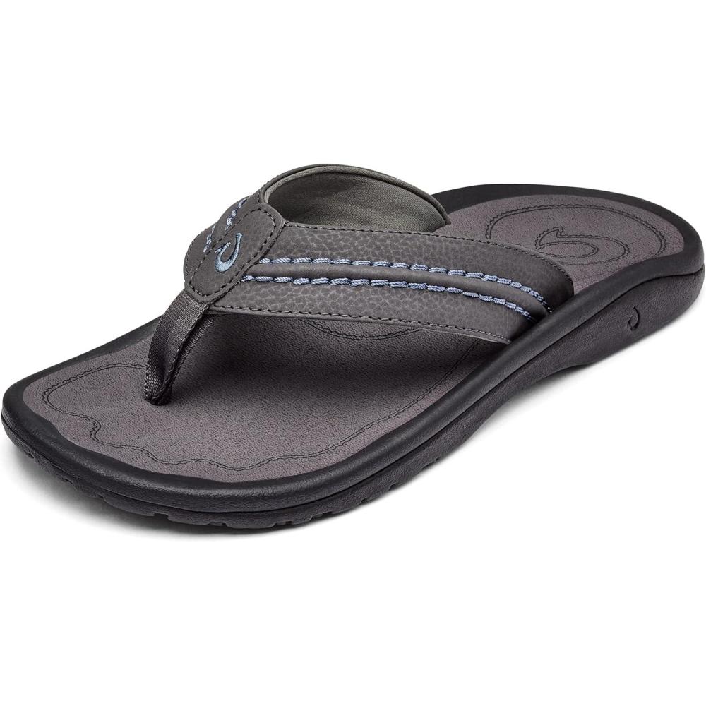 image:imageOLUKAI Hokua Mens Beach Sandals QuickDry FlipFlop Slides Water Resistant amp Wet Grip Rubber Soles Compression Molded Footbed amp Soft Comfort FitPavementPavement