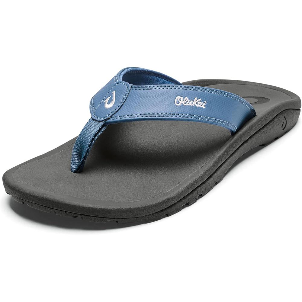 image:imageOLUKAI Hoopio Hau Womens Beach Sandals QuickDry FlipFlop Slides Water Resistant Suede Lining amp Wet Grip Soles Soft Comfort Fit amp Arch SupportBlue FogRock
