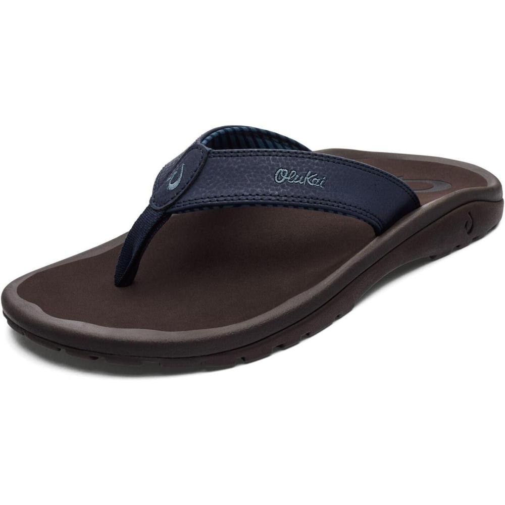 image:imageOLUKAI Hoopio Hau Womens Beach Sandals QuickDry FlipFlop Slides Water Resistant Suede Lining amp Wet Grip Soles Soft Comfort Fit amp Arch SupportBlue DepthEspresso