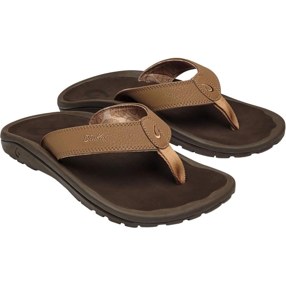 image:imageOLUKAI Hoopio Hau Womens Beach Sandals QuickDry FlipFlop Slides Water Resistant Suede Lining amp Wet Grip Soles Soft Comfort Fit amp Arch SupportBrown Dark Wood