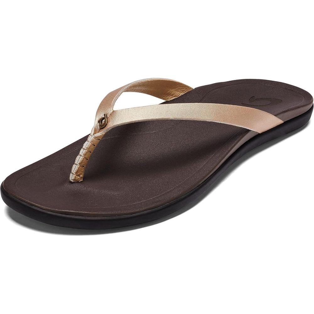 image:imageOLUKAI Hoopio Hau Womens Beach Sandals QuickDry FlipFlop Slides Water Resistant Suede Lining amp Wet Grip Soles Soft Comfort Fit amp Arch SupportBubblyDk Java