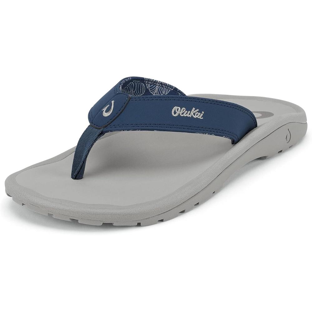 image:imageOLUKAI Hoopio Hau Womens Beach Sandals QuickDry FlipFlop Slides Water Resistant Suede Lining amp Wet Grip Soles Soft Comfort Fit amp Arch SupportCoastal BlueAsh