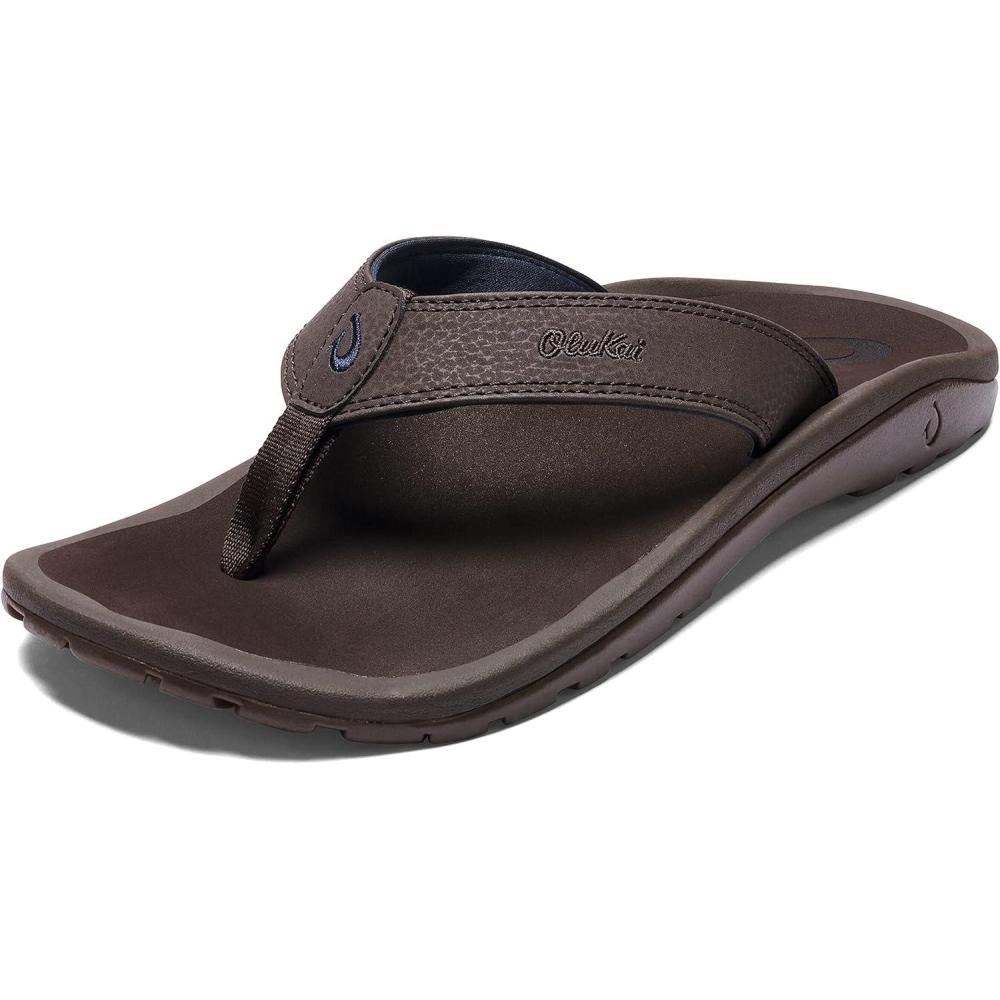 image:imageOLUKAI Hoopio Hau Womens Beach Sandals QuickDry FlipFlop Slides Water Resistant Suede Lining amp Wet Grip Soles Soft Comfort Fit amp Arch SupportDk WoodDk Wood