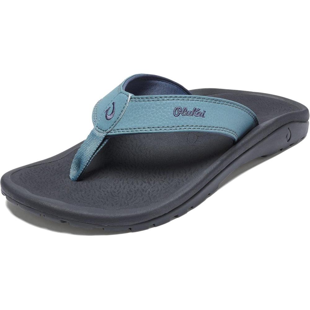 image:imageOLUKAI Hoopio Hau Womens Beach Sandals QuickDry FlipFlop Slides Water Resistant Suede Lining amp Wet Grip Soles Soft Comfort Fit amp Arch SupportDuskDark Shadow