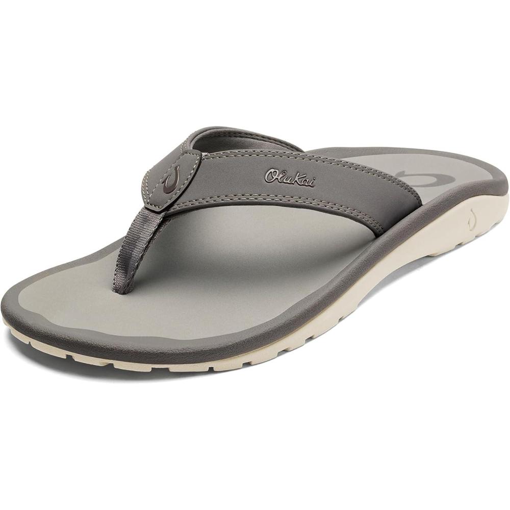 image:imageOLUKAI Hoopio Hau Womens Beach Sandals QuickDry FlipFlop Slides Water Resistant Suede Lining amp Wet Grip Soles Soft Comfort Fit amp Arch SupportGraphiteGraphite