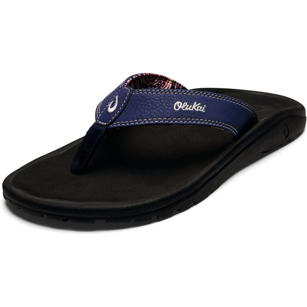 image:imageOLUKAI Hoopio Hau Womens Beach Sandals QuickDry FlipFlop Slides Water Resistant Suede Lining amp Wet Grip Soles Soft Comfort Fit amp Arch SupportNavyOnyx