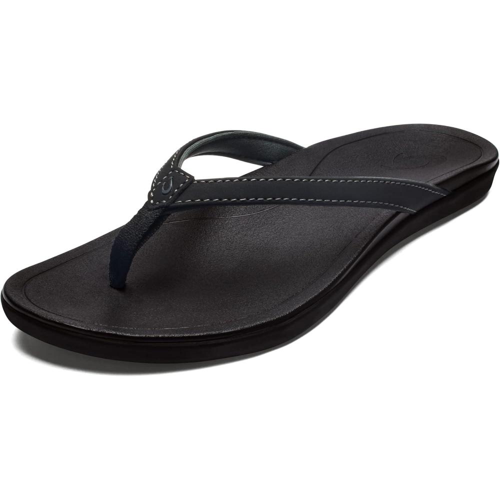 image:imageOLUKAI Hoopio Hau Womens Beach Sandals QuickDry FlipFlop Slides Water Resistant Suede Lining amp Wet Grip Soles Soft Comfort Fit amp Arch SupportOnyxOnyx
