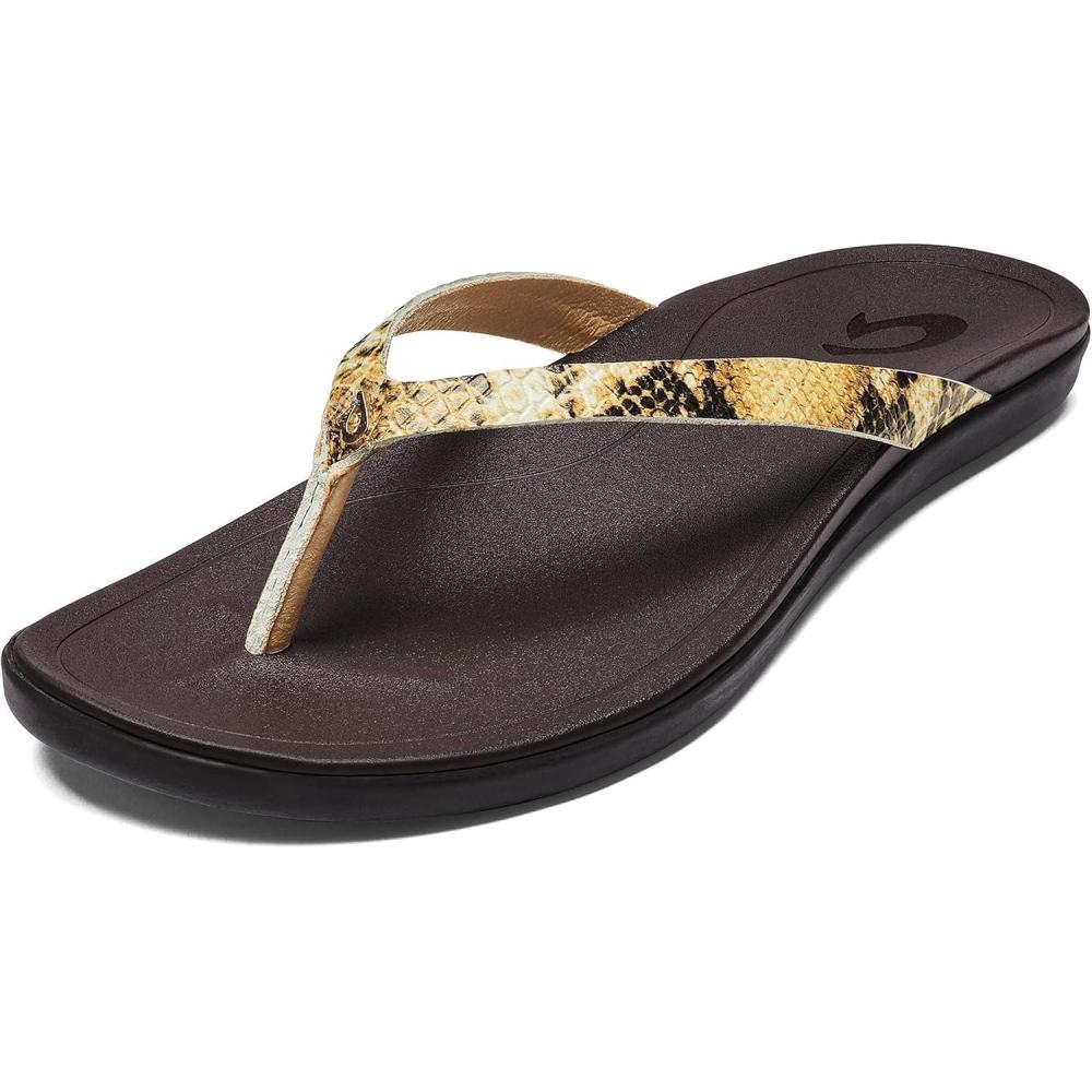 image:imageOLUKAI Hoopio Hau Womens Beach Sandals QuickDry FlipFlop Slides Water Resistant Suede Lining amp Wet Grip Soles Soft Comfort Fit amp Arch SupportTanMoo