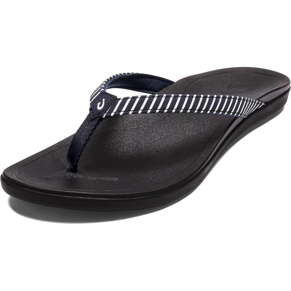 image:imageOLUKAI Hoopio Hau Womens Beach Sandals QuickDry FlipFlop Slides Water Resistant Suede Lining amp Wet Grip Soles Soft Comfort Fit amp Arch SupportTrenchStripe