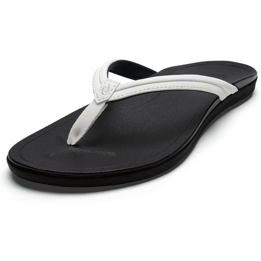image:imageOLUKAI Hoopio Malua Womens Water Friendly Sandals Flip Flops for Beach amp Everyday Arch Support amp Comfort FitBright WhiteBright White
