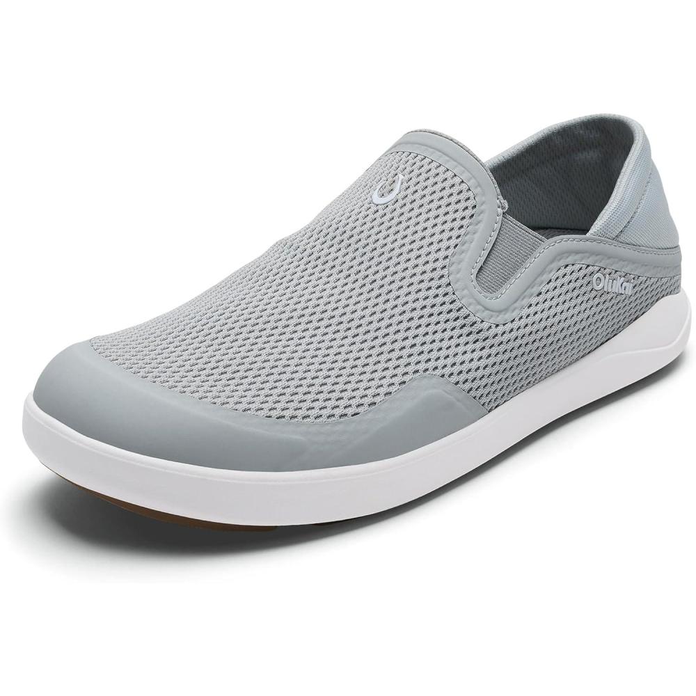 image:imageOLUKAI Moku SlipOn Mens Boat Shoes Enhanced Grip amp Traction Lightweight amp Breathable Mesh Comfort Fit amp AllDay WearCloud GreyAsh