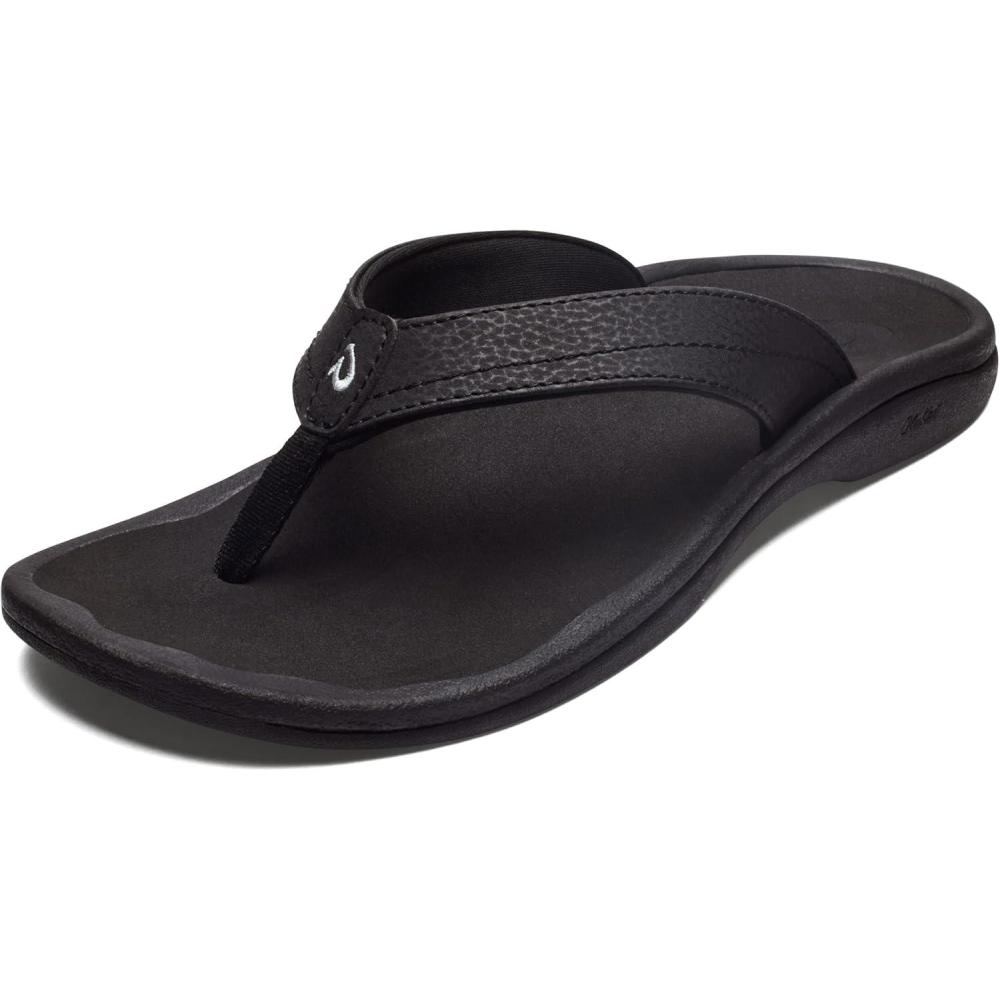 image:imageOLUKAI Ohana Womens Beach Sandals Water Resistant Flip Flops Arch Support amp Comfort Fit Lightweight amp Durable Enhanced Grip amp TractionBlackBlack