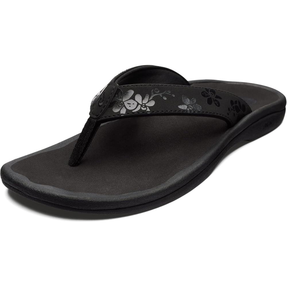 image:imageOLUKAI Ohana Womens Beach Sandals Water Resistant Flip Flops Arch Support amp Comfort Fit Lightweight amp Durable Enhanced Grip amp TractionBlackOrchid