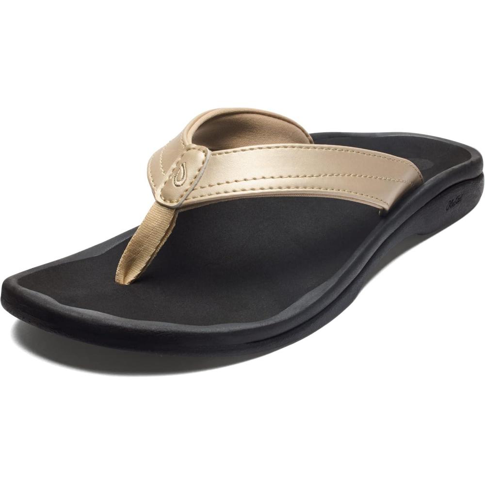 image:imageOLUKAI Ohana Womens Beach Sandals Water Resistant Flip Flops Arch Support amp Comfort Fit Lightweight amp Durable Enhanced Grip amp TractionBubblyBlack
