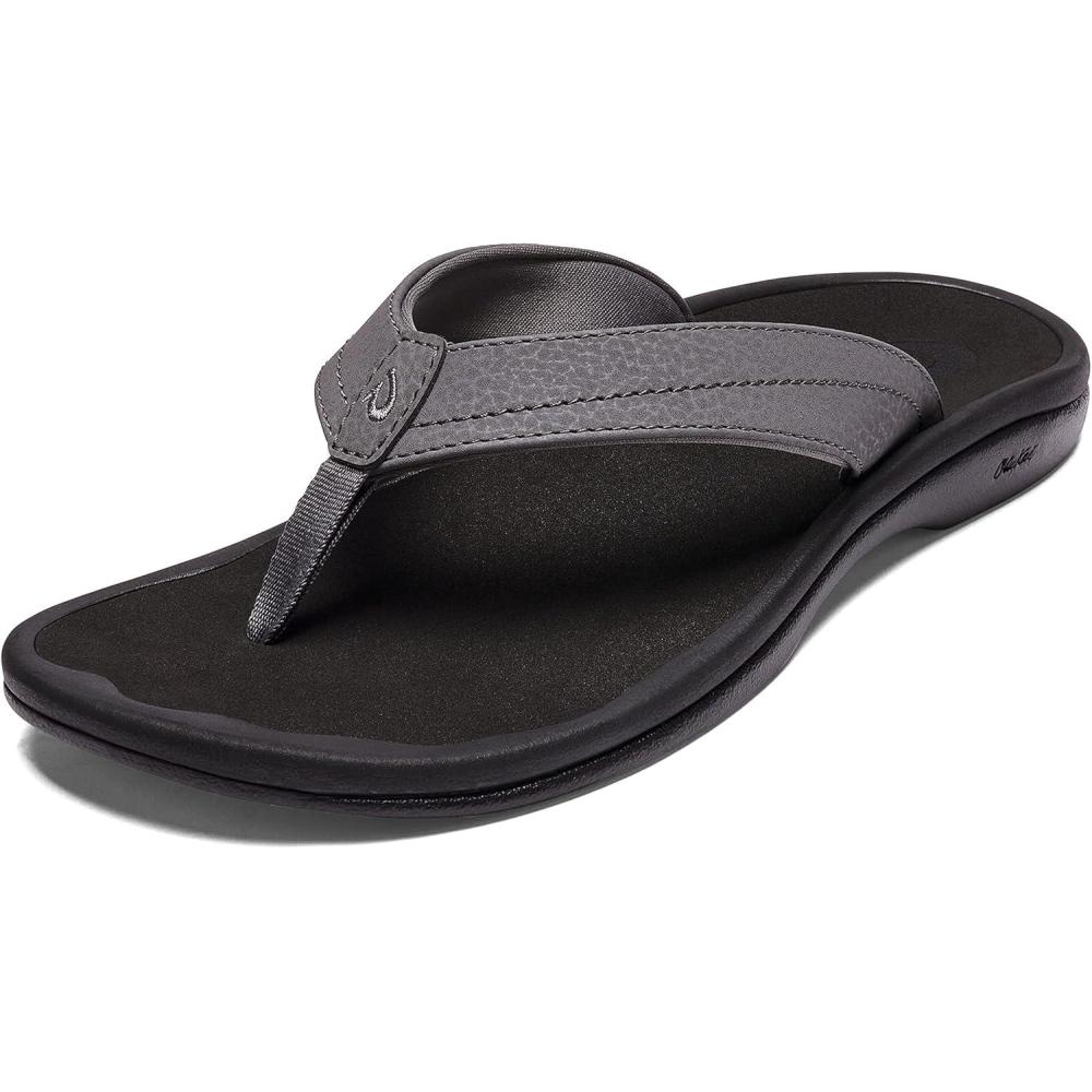 image:imageOLUKAI Ohana Womens Beach Sandals Water Resistant Flip Flops Arch Support amp Comfort Fit Lightweight amp Durable Enhanced Grip amp TractionCharcoalOnyx