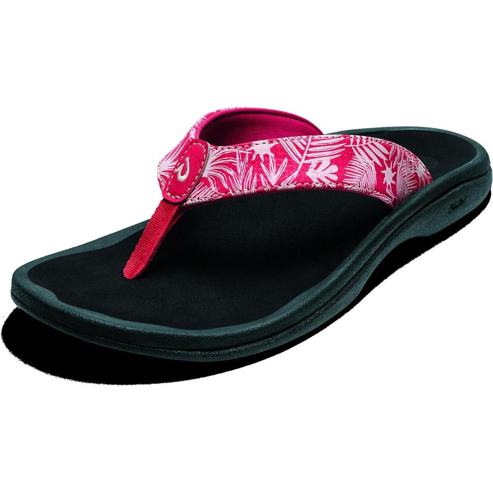 image:imageOLUKAI Ohana Womens Beach Sandals Water Resistant Flip Flops Arch Support amp Comfort Fit Lightweight amp Durable Enhanced Grip amp TractionLehua FlowerOnyx