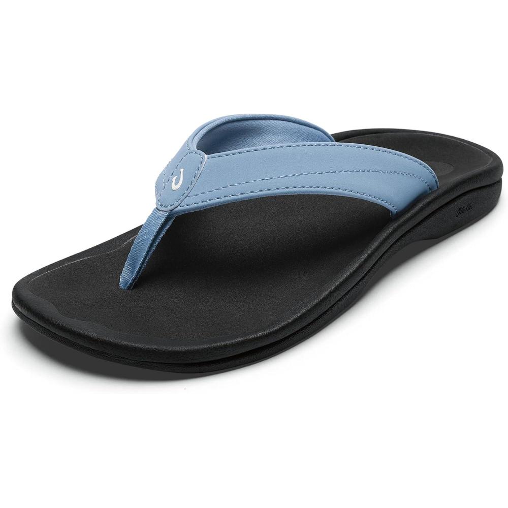 image:imageOLUKAI Ohana Womens Beach Sandals Water Resistant Flip Flops Arch Support amp Comfort Fit Lightweight amp Durable Enhanced Grip amp TractionOcean FogBlack