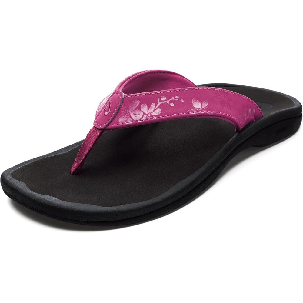 image:imageOLUKAI Ohana Womens Beach Sandals Water Resistant Flip Flops Arch Support amp Comfort Fit Lightweight amp Durable Enhanced Grip amp TractionOrchid FlowerOrchid