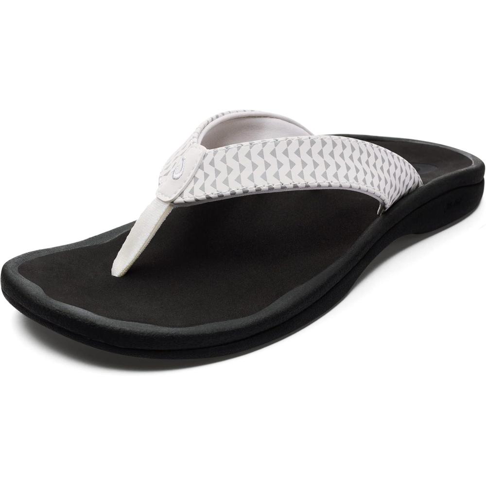 image:imageOLUKAI Ohana Womens Beach Sandals Water Resistant Flip Flops Arch Support amp Comfort Fit Lightweight amp Durable Enhanced Grip amp TractionWhiteKapa
