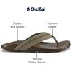 OLUKAI Hiapo Men’s Leather Beach Sandal, Crafted Materials, Lightweight & Durable, All-Day Comfort & Support(Clay/Mustang)