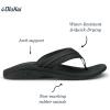 OLUKAI Hokua Men’s Beach Sandals, Quick-Dry Flip-Flop Slides, Water Resistant & Wet Grip Rubber Soles, Compression Molded Footbed & Soft Comfort Fit(Black/Dk Shadow)